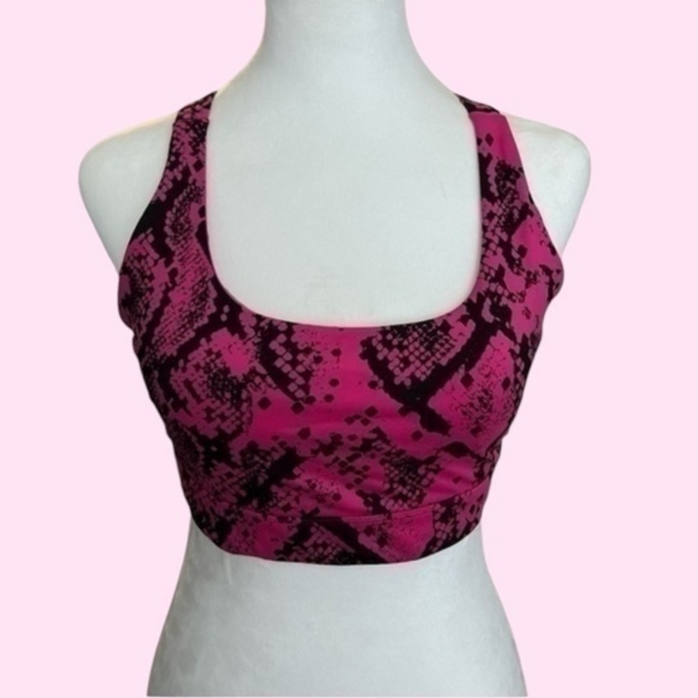 Pink and Black Medium Sports Bra with Padding